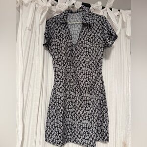 Floral Black and White Dress